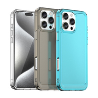 Coque de téléphone portable souple antichoc en TPU couleur unie avec boutons pression pour iPhone 15 Plus et 16 Pro Max – Protection intégrale