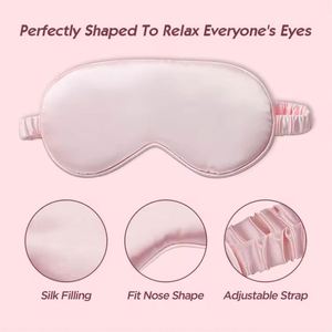 Masque de sommeil en satin personnalisé avec logo, masque de voyage en soie naturelle réglable pour femmes et hommes - Product Image 2