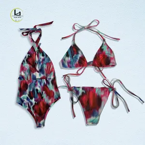 HuiLin Manufacturers custom beachwear swimsuit OEM brand bathing suit bikini one piece wholesale women swimwear beachwear