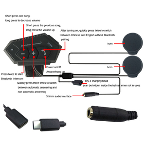 Intercomunicador Auriculares Casco Bluetooth BT12, Headset interkom Bluetooth helm tahan air IP67 dengan baterai kapasitas tinggi - Product Image 3