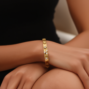 Diamond <b>Bangle</b> Bracelet 316L Stainless Steel PVD Gold Plating Sustainable Resistant Jewelry for Women - Product Image 3