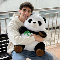Vente en gros de peluches géantes de 36 pouces, panda chinois en peluche douce, animal en peluche brodé en forme de bambou, personnalisable, en coton PP, jouets de Noël
