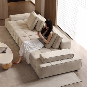 Straight Row Cream Style Fabric Sofa Minimalist Italian Designer Popular Couch For <b>Small</b> Living Room Home Furniture - Product Image 5