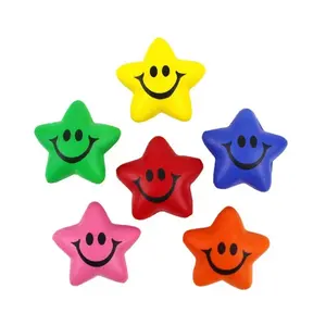 Wholesale Pu Smiling Face Five Point Star Pressure Ball Solid Color Sponge Foam Release Ball Logo Star Decompression Ball