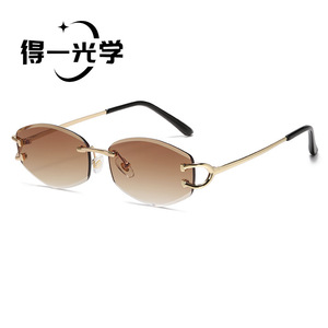 De Yi Optics Frameless Cut Edge Sunglasses Metal Frame UV400 Women's <b>Eyewear</b> Type 3 Sunshades - Product Image 3