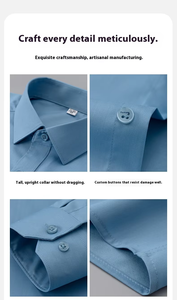 Herren Stretch No Iron Bequemes Hemd Koreanischer Stil Business Formal Interview Weißes Hemd Plus Size - Product Image 4