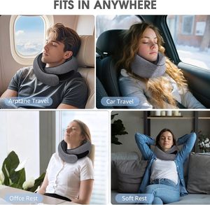 Oreiller de voyage en mousse à mémoire de forme, oreiller de soutien du cou 360 °   Oreiller de voyage ergonomique en U pour le cou, forme escargot - Product Image 5