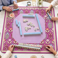 Tapis de jeu de Mahjong pliable haut de gamme, silencieux, en caoutchouc, avec bords cousus, motif Chinoiserie, idéal pour les fêtes