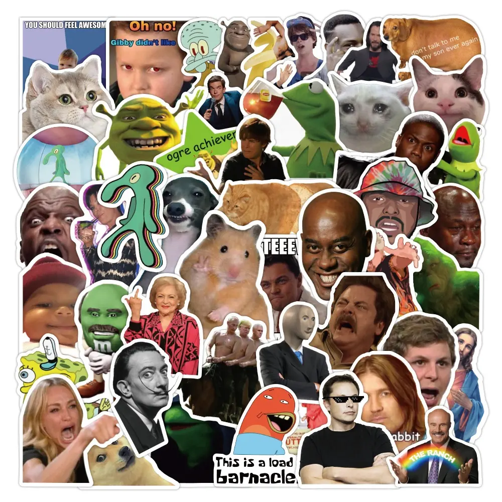 50 adet komik parodi ifadeler Sticker Laptop çıkartması kaykay dizüstü su geçirmez vinil şaka Meme çıkartmalar