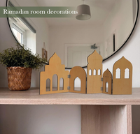 Table de présentation en bois moderne et écologique pour mosquée, design en forme de lune, pour ornements spirituels du Ramadan, service OEM