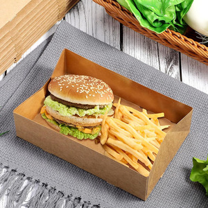Brun Kraft Carton Plateaux Alimentaires <span class=keywords><strong>4</strong></span> Coin Pop up Jetable Pliable Film Nuit Snack Partie Conteneur Boîte En Carton pour La Nourriture - Product Image 4