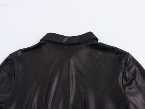 QSY 2025 T Rn cuello abajo manga larga <span class=keywords><strong>B</strong></span> Ttons <span class=keywords><strong>P</strong></span> Color negro frente plisado Cas Al moda vestido largo para mujer - Product Image 6