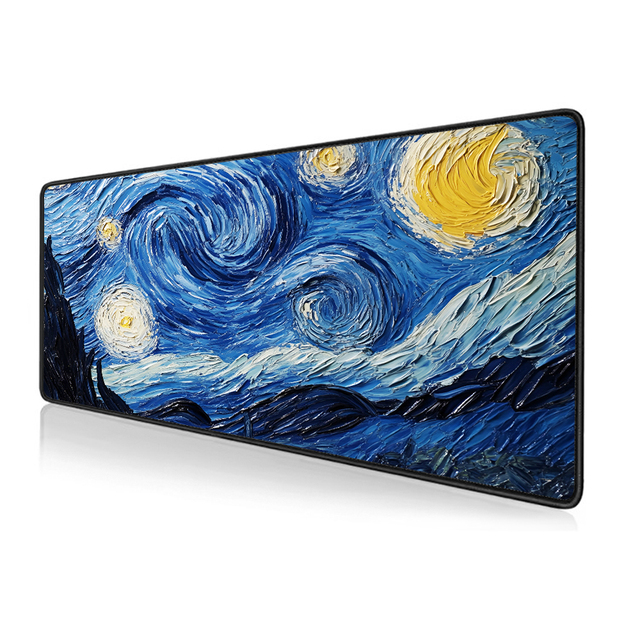 Starry Night Aesthetic Series Cartoon Beautiful Flowers Office Large Custom Print Rubber Eco-friendly Gaming Mouse Pad XL