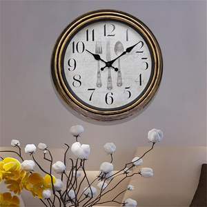 Horloge murale à quartz personnalisée de style vintage, rétro silencieuse, suspendue pour la décoration de bureau de <span class=keywords><strong>café</strong></span> à la maison, design artistique à face unique - Product Image 2