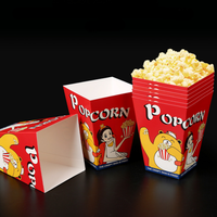 Boîtes à popcorn jetables personnalisées, emballage à emporter, finition brillante/mate, impression quadricolore
