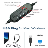 Harga Pabrik OH-106 Headset Komputer Berkabel USB Panjang 1.8m dengan Mikrofon Headphone Kantor Berkabel 3.5MM