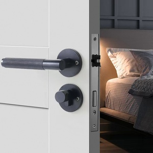 Set di Maniglie per Porte in Ossido di Alluminio di Lusso, Facili da Installare, Maniglie Rotonde per Porte Interne con Funzione Privacy e Design Zigrinato Dorato - Product Image 3