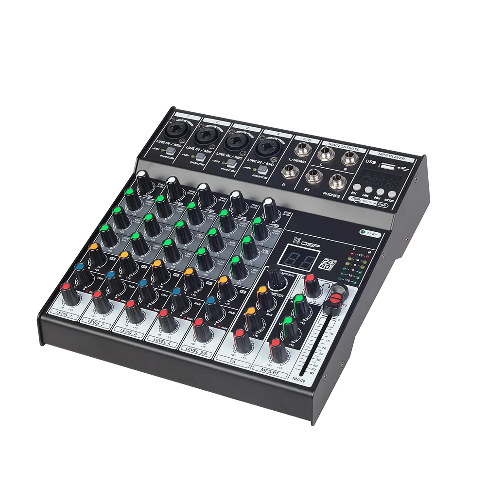 Cheap Price Audio Mixer Mini Mixer Sound Console With USB Interface with sound card for live show broadcast Street performances
