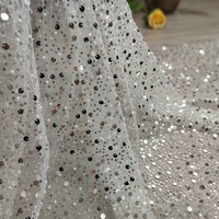 Tissu en tulle à paillettes argentées scintillantes de 185 g/m², tailles mélangées, tissu en filet à paillettes brillantes pour robe de mariée, costume de scène