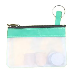 Transparent Change Storage Holder Pouch Zipped Wallet PVC Coin Purse with key ring