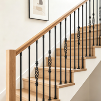 Vente en gros : Nouveau design, balustre carré creux noir de 44 pouces, en métal uni et droit, pour rampes d'escalier en fer forgé, idéal pour la maison et l'hôtel.