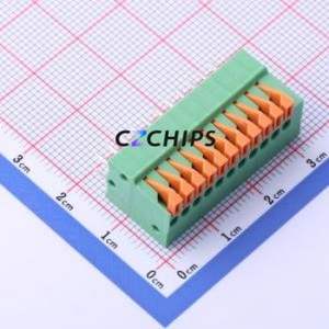 JL141V-25411GA1 Spring Terminal Block Through hole Component (THT),P=2.54mm Connector 1x11P 2.54mm Green Through Hole - Product Image 1