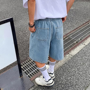 Shorts en jean baggy taille mi-haute personnalisés pour hommes, style Y2K, cargo, déchirés, taille élastique, en denim, confortables, décontractés, streetwear, été - Product Image 3