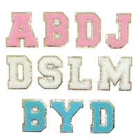 avec Logo, bordure dorée, lettre anglaise A-Z, Alphabet adhésif à repasser, appliqués, vêtements, Patch de lettre Chenille