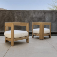 Ensemble de meubles d'extérieur en teck pour villa, patio, hôtel de luxe, jardin, tables et chaises en bois massif
