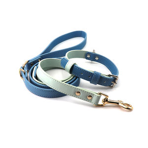 Set collare e guinzaglio per cani regolabili per cuccioli in morbida pelle <span class=keywords><strong>PU</strong></span> imbottiti fatti a mano OEM/ODM - Product Image 1