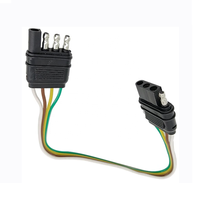 Connecteur de câblage de remorque à 4 broches, 4 voies, 4 pointes, noir, 18AWG, cuivre nu, isolation PBT, longueur personnalisée