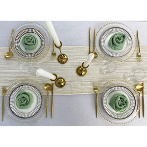 Elegante moderno 100% Lino Desechable Decoración de mesa Durable Moda Servilletas de tela Hecho a mano Bordado Rosa 60x60cm Venta al por mayor - Product Image 1