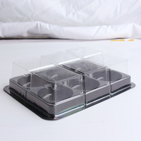 Boîte alimentaire rectangulaire transparente en PET personnalisable pour 6 pâtisseries feuilletées au jaune d'œuf, garniture de mochi neige de beauté à la viande séchée, épaisseur personnalisable