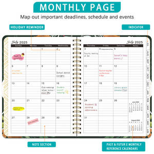 2025-2026 Planificador Julio 2025 Junio 2026 Spreads semanales y mensuales Pestañas mensuales Cuaderno de encuadernación de doble alambre - Product Image 2