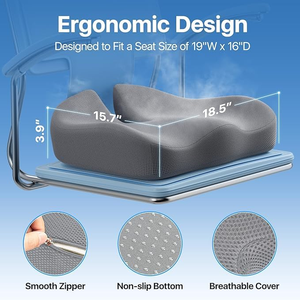 Coussin de chaise orthopédique zéro gravité pour le coccyx, en mousse à mémoire de forme améliorée, pour la circulation sanguine, avec housse amovible - Product Image 4