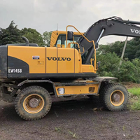 Ventes bon marché 14.5 tonnes d'excavatrice sur pneus d'occasion Volvo 145 importée d'origine 90% nouvelle pelle sur pneus d'occasion Volvo 145