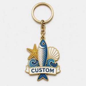 Llavero Personalizado al por Mayor con Sardina y Pez Dorado, Cadena Italiana con Estrella de Mar, Decorativo para Fiesta en la Playa, Souvenir, Soporte para Llaves - Product Image 3
