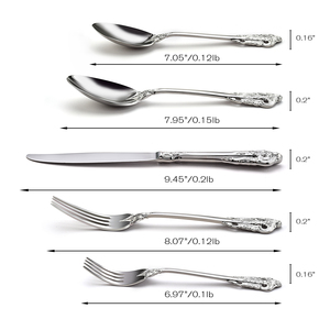 Commercio all'ingrosso di lusso antico manico in acciaio inox vintage argenteria posate per banchetti set di posate in argento per il matrimonio - Product Image 5