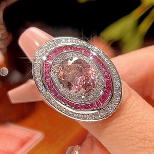 Bulk Fashion Eco-friendly Copper Gold Plated 10-12MM Cubic Zirconia Pendant Rings Jewelry <b>Set</b> for Women Party Engagement - Product Image 5