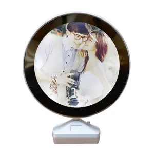 Espejo mágico LED personalizado para maquillaje, marco de fotos, sublimación, espejo mágico en blanco con cargador USB para regalo de boda