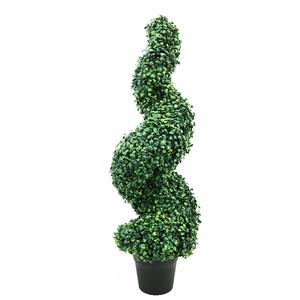Set di <span class=keywords><strong>Piante</strong></span> a Spirale Resistenti ai Raggi UV <span class=keywords><strong>da</strong></span> 90cm con <span class=keywords><strong>Vaso</strong></span> Nero, Topiaria Durevole al Tatto Reale per Decorazioni Commerciali Esterne - Product Image 1