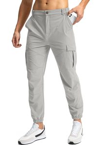 Pantalons de sport pour hommes, taille élastique, séchage rapide, légers, pantalons de sport, pantalons de survêtement d'extérieur avec poches zippées - Product Image 5