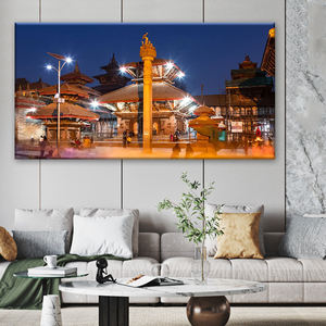 Impression sur toile de la place du Durbar de Kathmandou au Népal, temple nocturne, art mural pour la décoration de la maison - Product Image 3