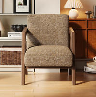 Fauteuil d'appoint moderne à rayures noires et blanches, structure géométrique en bois massif, dossier haut, chaise longue en tissu pour salon et hôtel