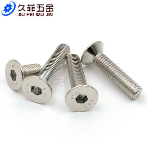 Jiu Fei Wu Jin สกรูหัวแบน M3 M4 M5 M6 M8ชุบนิกเกิลเกรด10.9สกรูหัวแบนสกรูเมตริก - Product Image 1