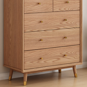 Hengke Furniture Nordic Ash Wood Five Drawer <b>Chest</b> Solid Wood <b>Storage</b> Cabinet Bedroom Living Room Simple Design - Product Image 3