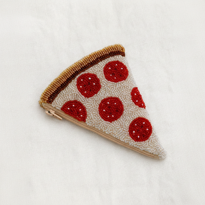 กระเป๋าสตางค์ลูกปัดขนาดเล็กสำหรับผู้หญิงและเด็กผู้หญิงกระเป๋าใส่เหรียญลายพิซซ่าลูกปัดน่ารักทำด้วยมือ - Product Image 1