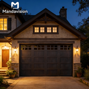 MAMDAVISION Portes de <span class=keywords><strong>garage</strong></span> personnalisées haut de gamme, en aluminium à roulement, avec texture bois, fenêtre en treillis, option d'accès à distance - Product Image 1