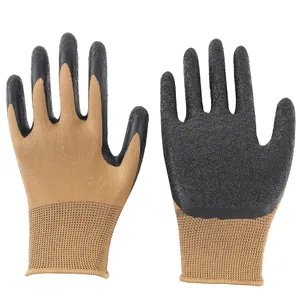 Usine vente en gros, gants tricotés de protection de travail en latex froissé