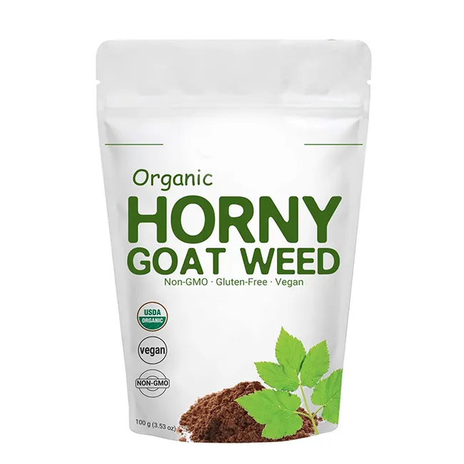 Maximale Sterkte Organische Horny Goat Weed Voor Mannen En Vrouwen 100 Gram Biologische Epimedium Poeder Voor Energie En Immuunsysteem